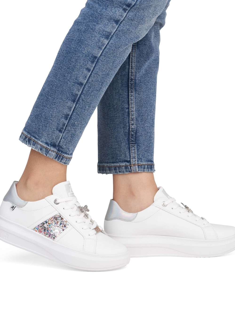 Like New! Rieker Adelia White Glitter Sneaker Sz 42/ 11
